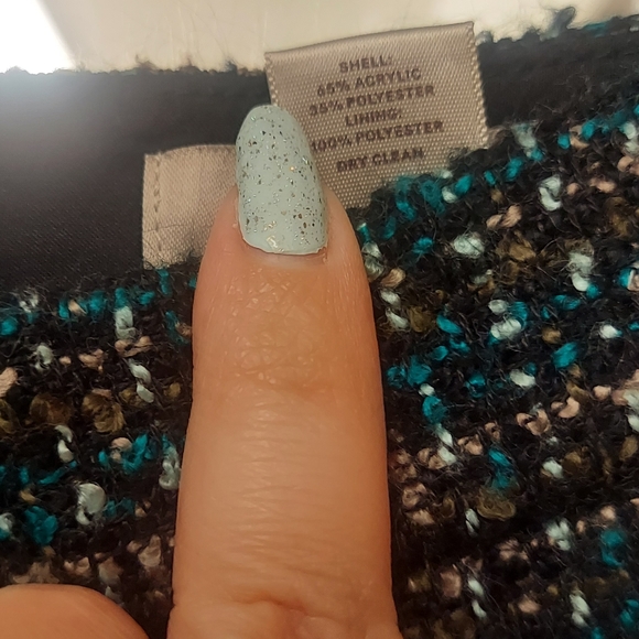 LOFT Tweed Skirt Size 4. Black, White, Brown and Blue / Teal Color - Picture 5 of 6